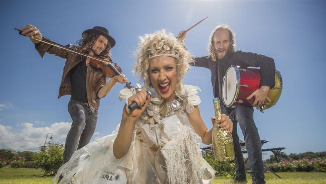 Lucas Clarke, Emma Dean and Tony Dean who are performing in the show Hot Mess Mama at the Brisbane Festival. Pic Peter Wallis