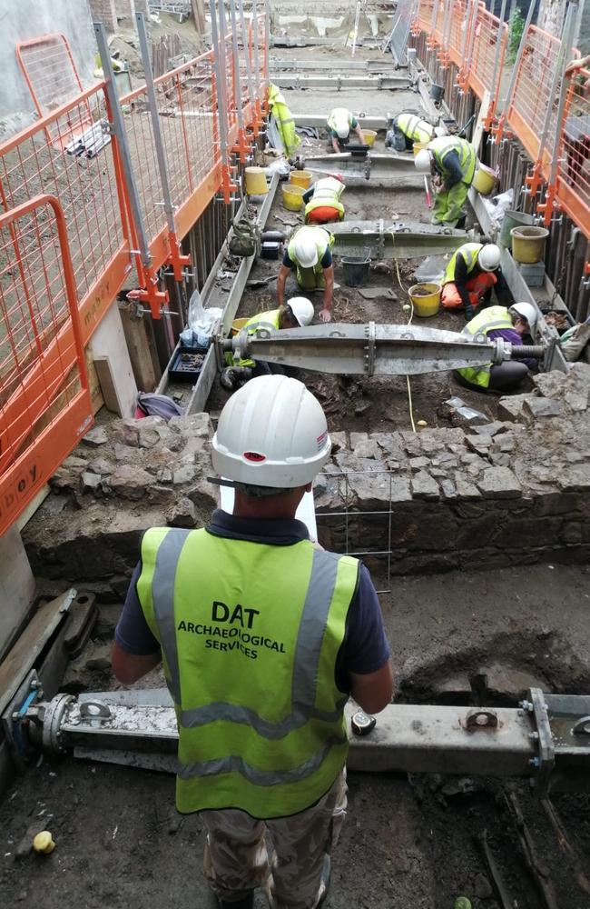 Experts say they found 307 graves at the site of former Ocky Whites department store in Haverfordwest, Pembrokeshire. Picture: Wales News Service/Australscope