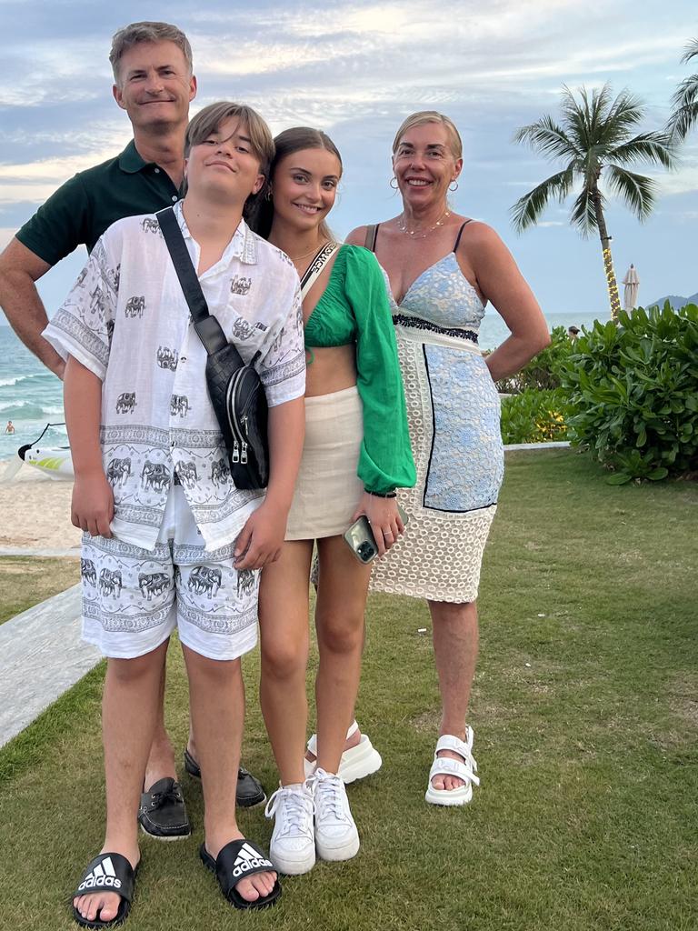 Nicole O'Brien with her husband Richard, daughter Isabella and son Lachlan on a recent trip to Thailand. Picture: supplied