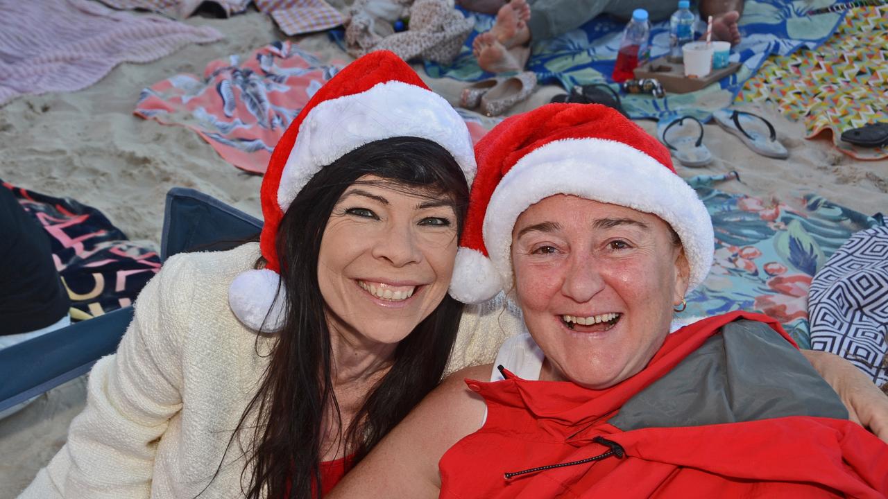 Catherine Hahn and Mirella Di Benedetto at Carols on the Beach, Surfers Paradise. Pic: Regina King