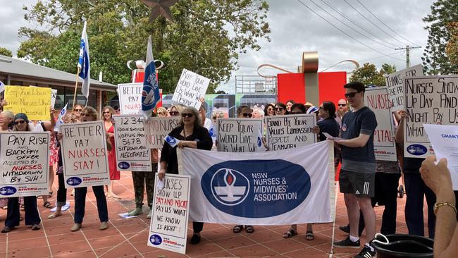 The group rallied on Monday in Lismore. Picture: NSWNMA