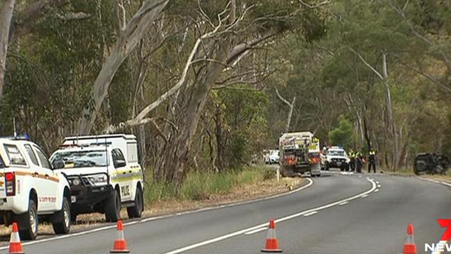 A man, 21, has died and three others were injured in a horror hills crash. Picture: 7NEWS