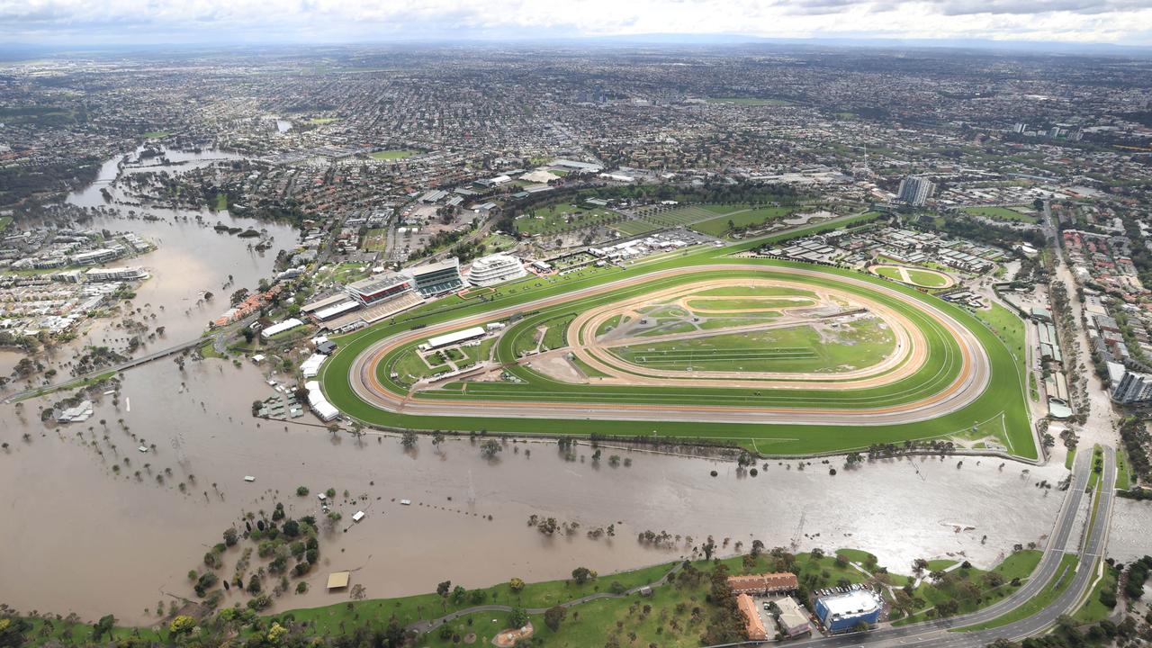 Flemington Racecourse avoided major flooding. Picture: David Caird