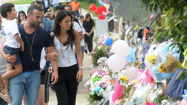 Danny and Leila Abdallah visit their childrens’ memorial in Oatlands. Picture: Jeremy Piper