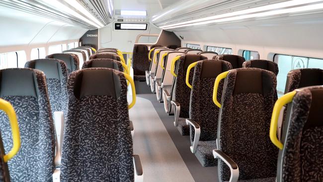 What the new trains look like inside. Picture: NCA NewsWire / Damian Shaw