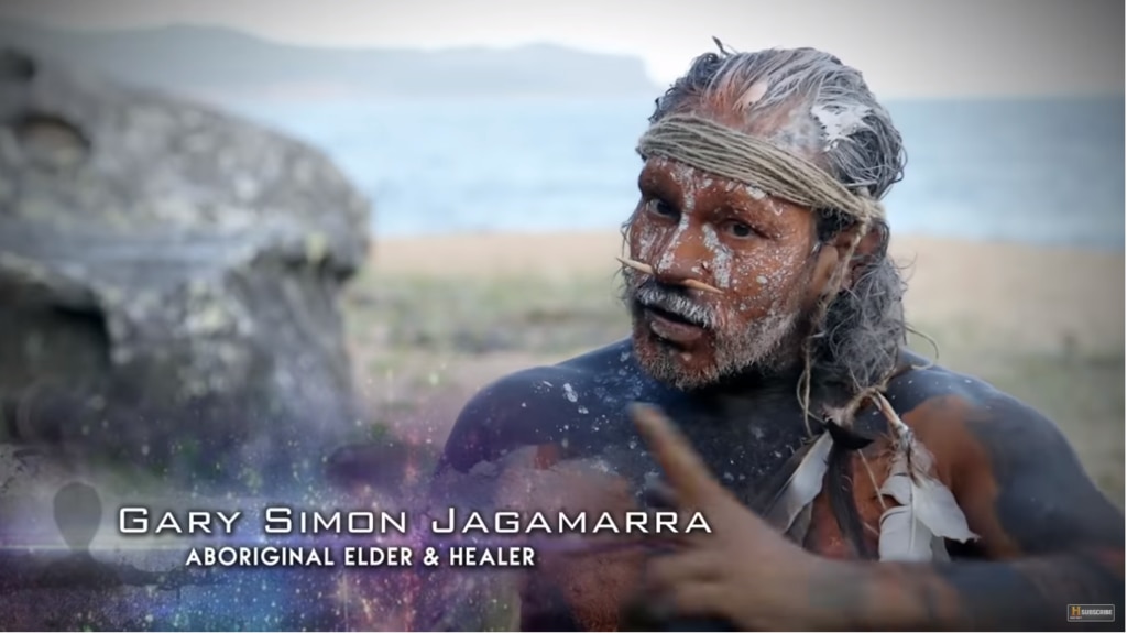 Cited as an Aboriginal elder and healer, Gary Simon Jagamarra is actually an Aboriginal arts performer. Picture: History Channel