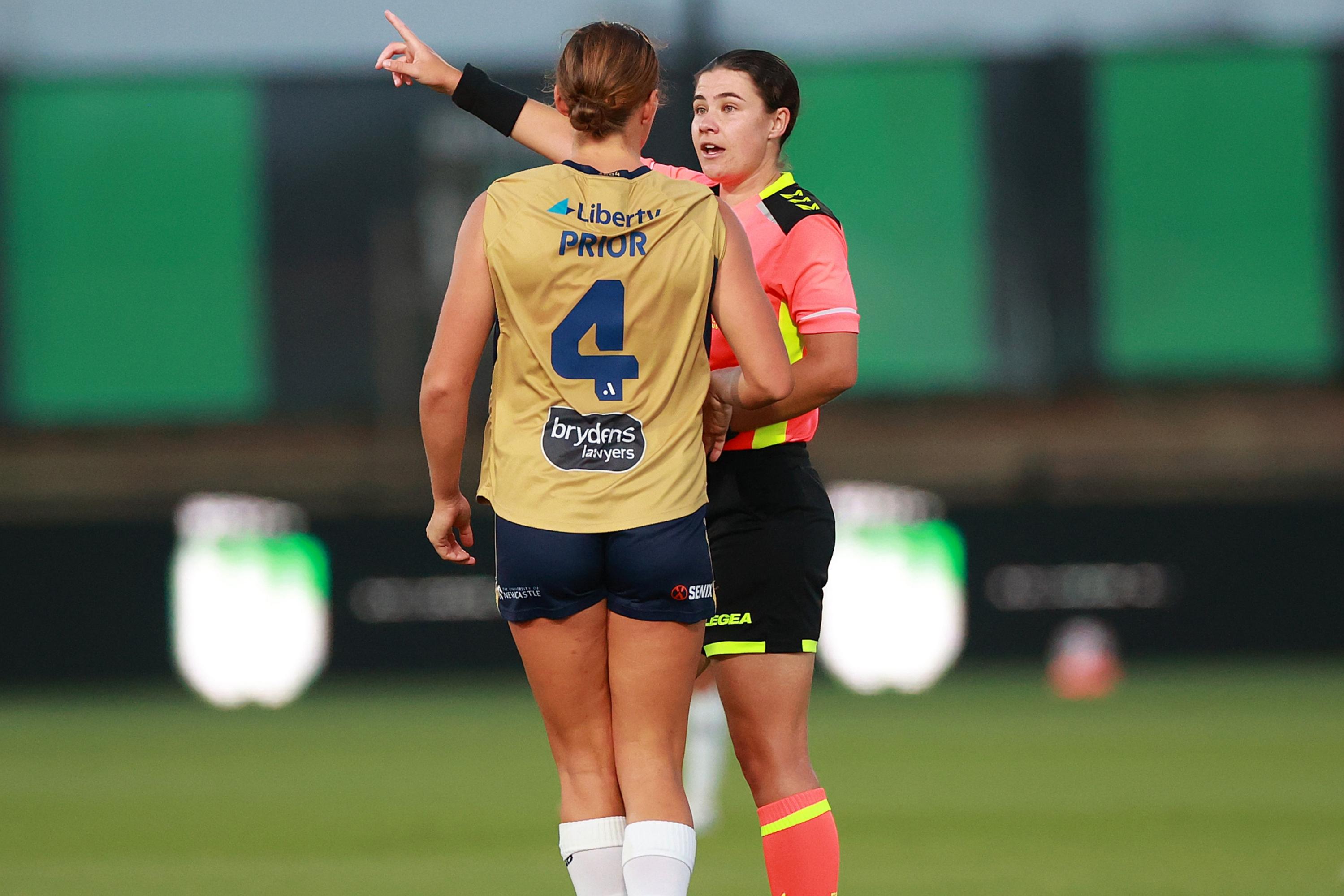 Natasha Prior was given a red card. Picture: Kelly Defina/Getty Images