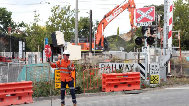 Part of the Belgrave and Lilydale lines will close for three months from Friday for Level Crossing Removal works at Mont Albert and Surrey Hills. Picture: Rebecca Michael.