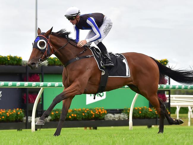 Gypsy Goddess coasts to victory in the 3YO Handicap at Eagle Farm under jockey Kyle Wilson-Taylor. Picture: Grant Peters - Trackside Photography