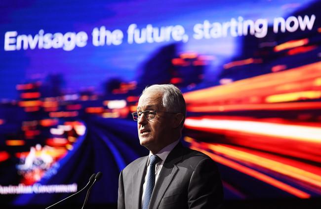 Prime Minister Malcolm Turnbull at the Western Sydney Aerotropolis Investor Forum at Warwick Farm on Monday. Picture: Dean Lewins