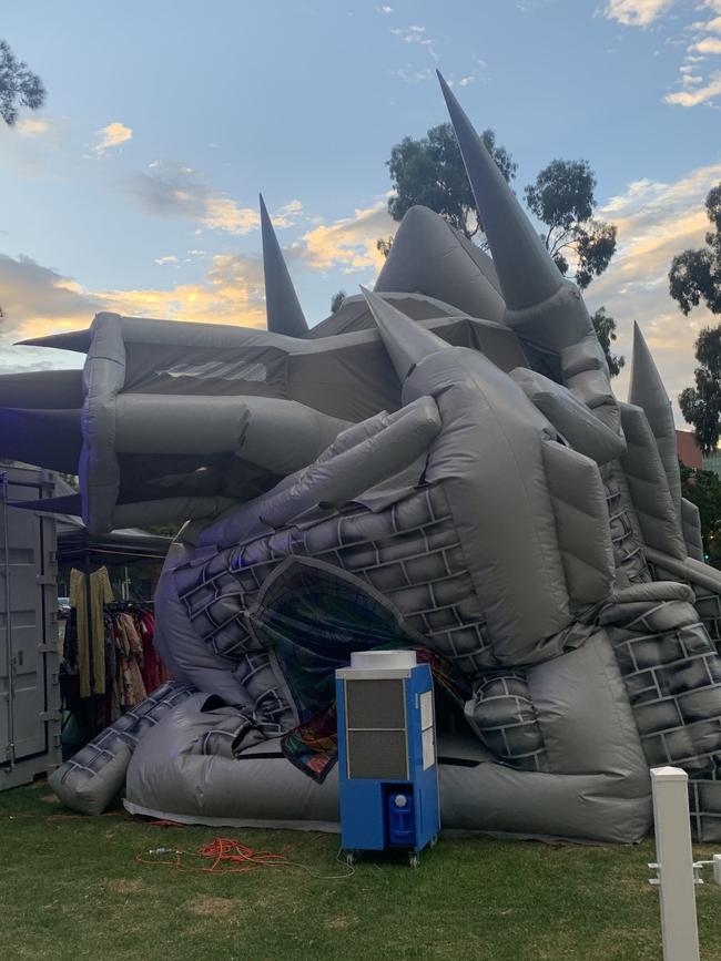 The Inflatable Church, deflated after a knife attack. Picture: Filip Odzak