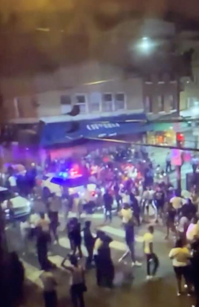 Screengrabs from video uploaded to the Citizen app of the scene of a mass shooting in Philadelphia. Picture: Supplied