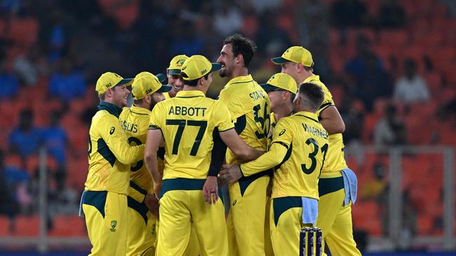 The Aussie reaction to Labuschagne actually getting a review right … oh and Joe Root being out. (Photo by Punit PARANJPE / AFP)