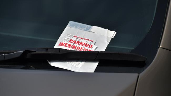 Parking infringement notice on a vehicle in Maroochydore.