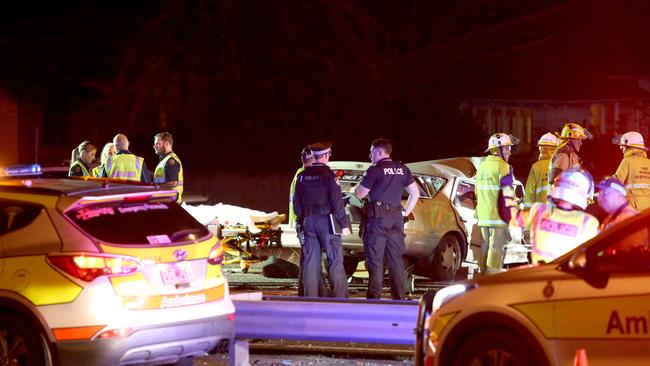 The Moorooka crash scene. Picture: AAP/Steve Pohlner