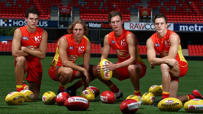 Gold Coast will name Jack Bowes (far left) and Ben Ainsworth (far right) for Round 1. Picture: Adam Head
