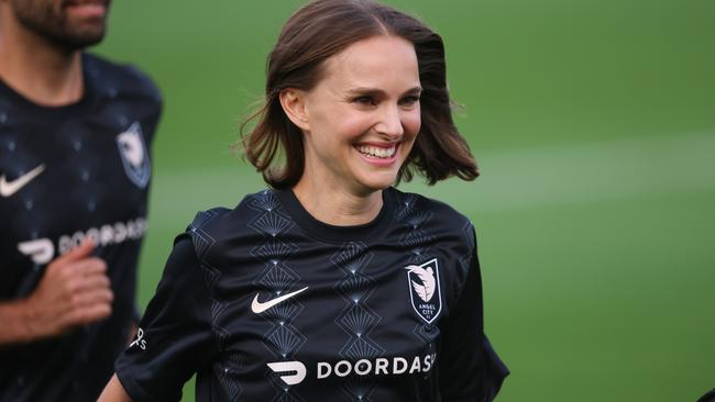 Angel City FC Founder Natalie Portman runs off the field before a game. Picture: Getty Images