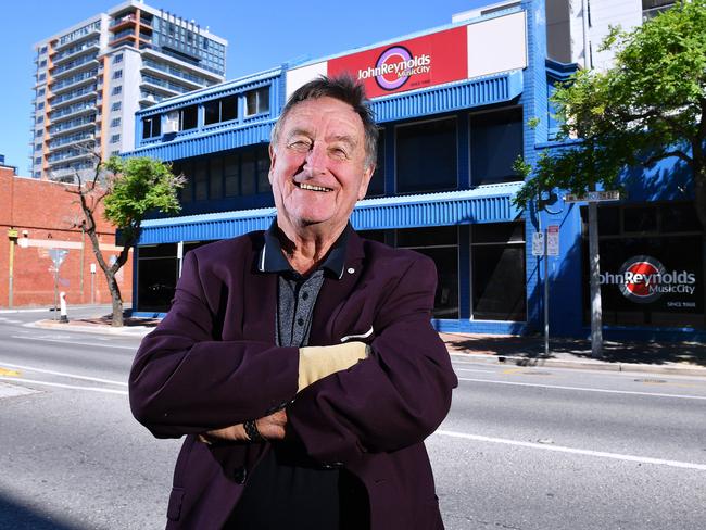 John Reynolds in front of the old JR Music City,building on Weymouth Street he sold in December  .Wednesday October 28,2020.Picture Mark Brake