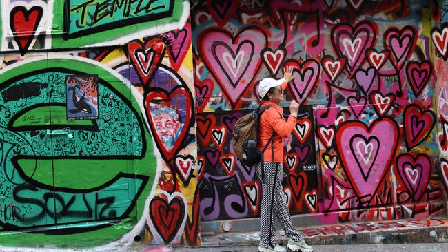 Melbourne CBD Hosier Lane art graffiti. Picture: David Crosling.