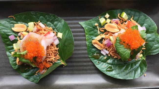 Betel leaf prawn is recommended at Season. Picture: Jenifer Jagielski