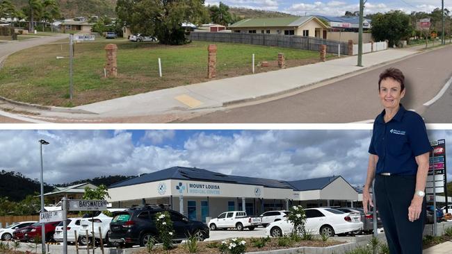 Before and after comparisons of the expanded Mount Louisa Medical Centre with practice manager Colleen Belcher. Picture: Leighton Smith.