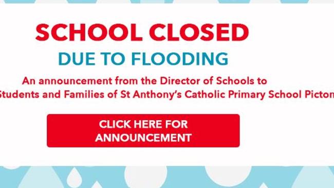 Closed until the end of term: The devastated St Anthony’s Catholic School in Picton will send its 380 students elsewhere until the end of term.