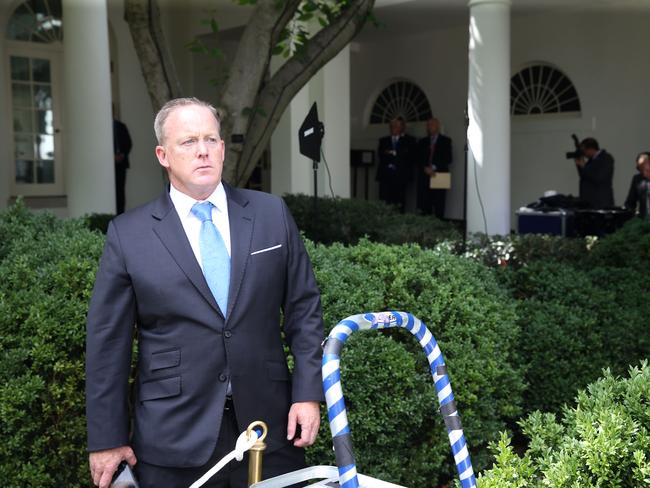 On the outer … Former White House press secretary Sean Spicer. Picture: AFP/Tasos Katopodis