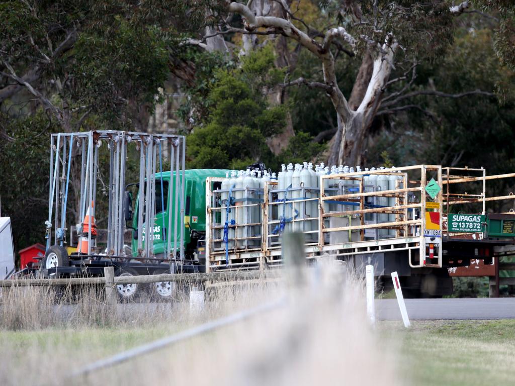 A truckload of gas canisters arrive at a Meredith farm where 400,000 chickens were destroyed. Picture: Supplied