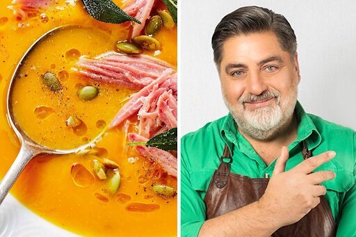 Matt Preston pumpkin soup split screen