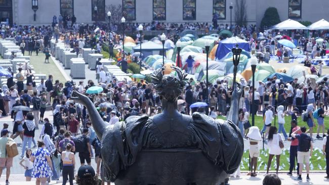 Student demonstrators occupy the pro-Palestinian "Gaza Solidarity Encampment" on the West Lawn of Columbia University. Picture: AFP