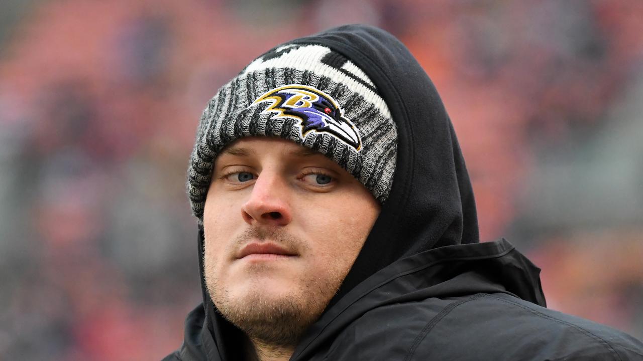 CLEVELAND, OH – DECEMBER 17, 2017: Quarterback Ryan Mallett #15 of the Baltimore Ravens watches the action from the sideline in the third quarter of a game on December 17, 2017 against the Cleveland Browns at FirstEnergy Stadium in Cleveland, Ohio. Baltimore won 27-10. (Photo by: 2017 Nick Cammett/Diamond Images/Getty Images)