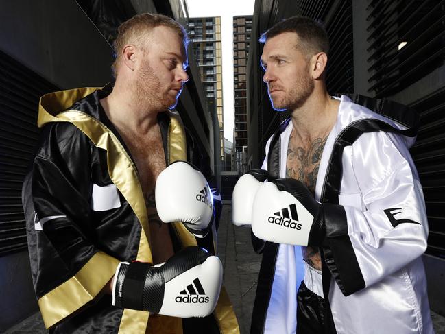 Adam Cooney and Dane Swan are the latest ex-footy players to sign up for boxing. Picture: Alex Coppel