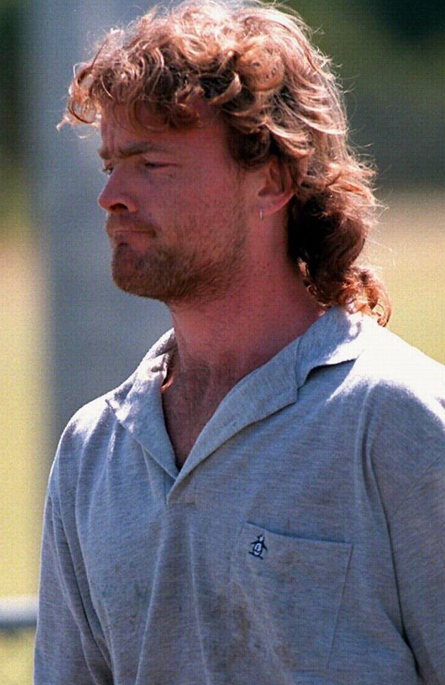 Paul Stephen Osborne (27) outside Kawana Waters Police Station in 1995 accused of murdering two girls at Warana Beach. Picture: Patrick Hamilton.