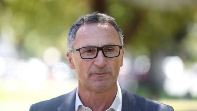 Greens leader Richard Di Natale speaks to the media during a press conference alongside Greens environment spokeswoman Sarah Hanson-Young in Adelaide, Friday, February 1, 2019. The Australian Greens have reiterated calls for a national royal commission into Murray-Darling Basin mismanagement. (AAP Image/Kelly Barnes) NO ARCHIVING   , backing the South Australian Royal Commission and the environmental health of the River in Adelaide, Friday, February 1, 2019.  (AAP Image/Kelly Barnes) NO ARCHIVING