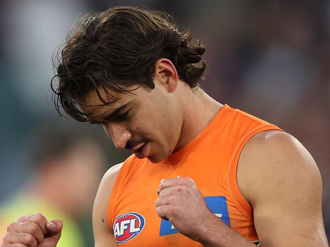 MELBOURNE, AUSTRALIA - SEPTEMBER 09: Toby Bedford of the Giants during the Second Elimination Final AFL match between St Kilda Saints and Greater Western Sydney Giants at Melbourne Cricket Ground, on September 09, 2023, in Melbourne, Australia. (Photo by Robert Cianflone/Getty Images)