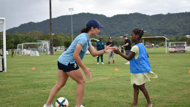 Members of the Junior Matildas made a special appearance at Endeavour Park, pending time coaching and working with junior players.