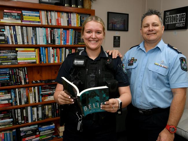 Constable Keely Guy with Officer in Charge at Kirwan Police Station, Matt Lyons in the station's resilience room. Picture: Evan Morgan