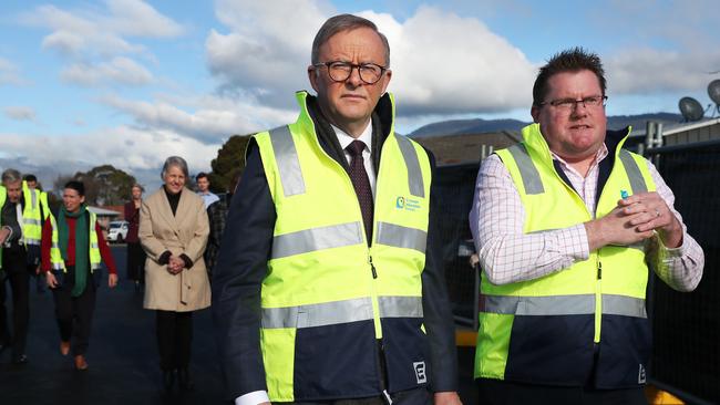 Prime Minister Anthony Albanese with Centacare Evolve Housing CEO Ben Wilson Picture: Nikki Davis-Jones