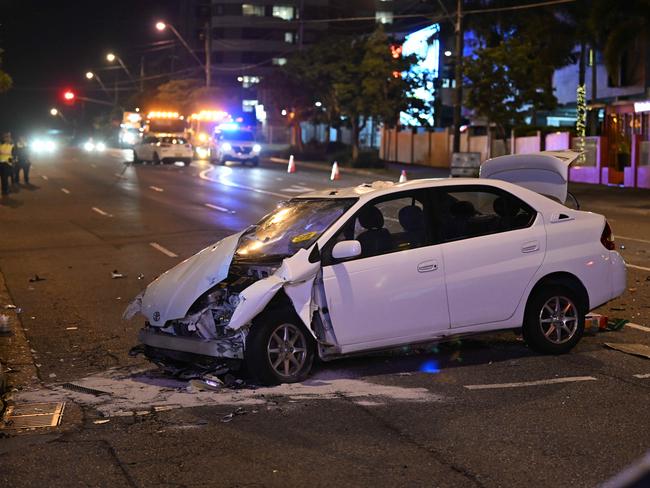 The Kangaroo Point crash involving Greens MP Amy MacMahon. Picture: Lyndon Mechielsen/Courier Mail