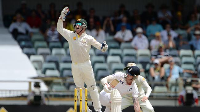 Brad Haddin and Ben Stokes battle it out during the Ashes a decade ago.