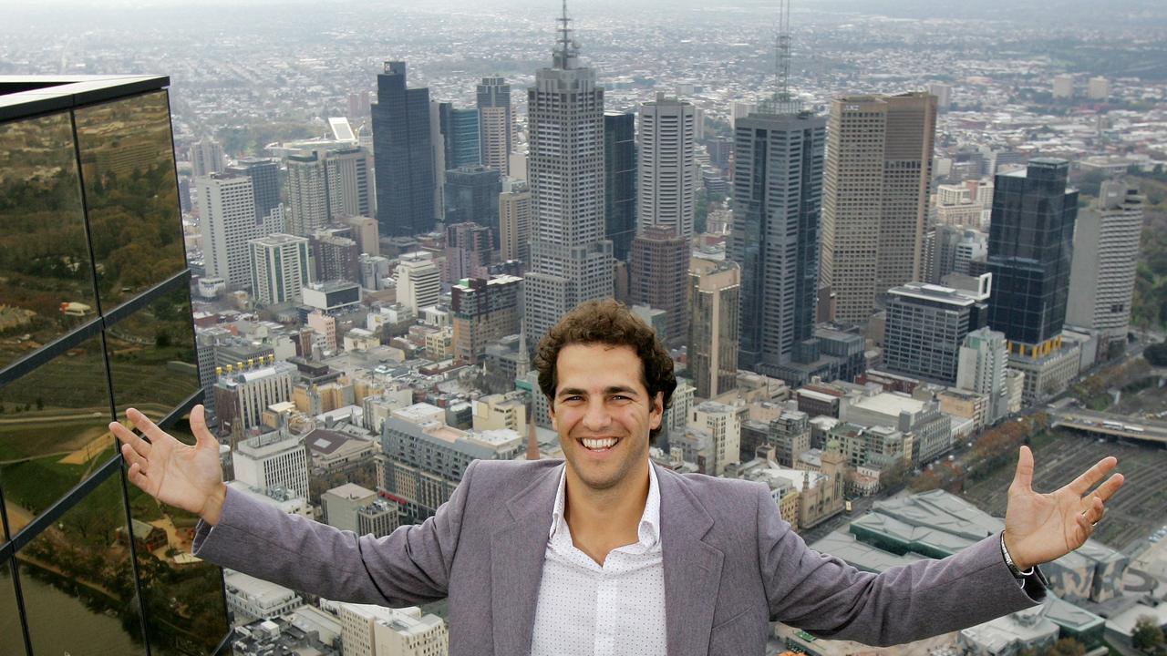 Daniel Grollo atop the Eureka tower during construction.