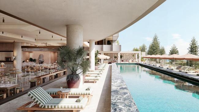 An artist's impression of the pool club at Mondrian Hotel &amp; Residences on the Gold Coast.