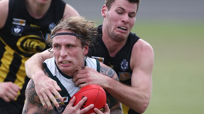 GFL Semi Final: Colac v Leopold. No 9 Logan Wagener for Leopold.