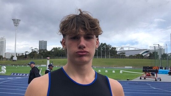 Young sprinter Dylan Hall after winning the 100m