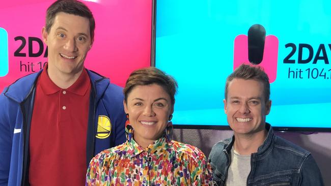 Ed Kavalee, Em Rusciano and Grant Denyer. Picture: Supplied