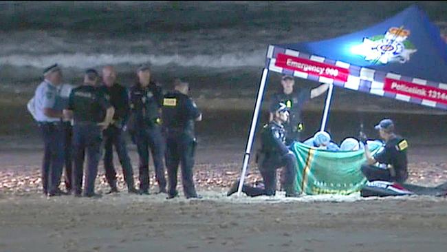 Police at the scene where a the baby’s body was found. Picture: 7 News Brisbane