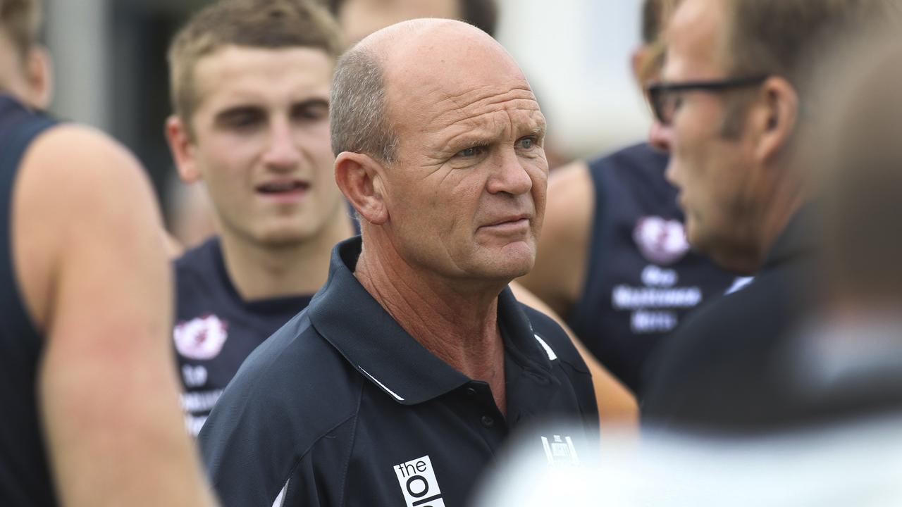 Southern Football League: Noarlunga v Flagstaff Hill. Noarlunga Coach Barry Pilmore. 13 April 2019. (AAP Image/Dean Martin)