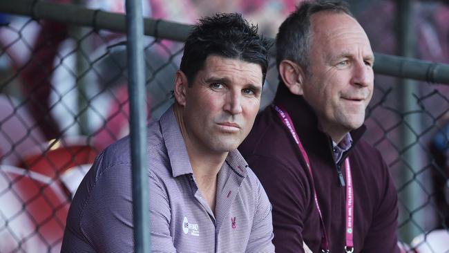 Manly coach Trent Barrett during NRL match Manly Sea Eagles v Canterbury Bulldogs at McGrath Foundation Stadium. Picture. Phil Hillyard