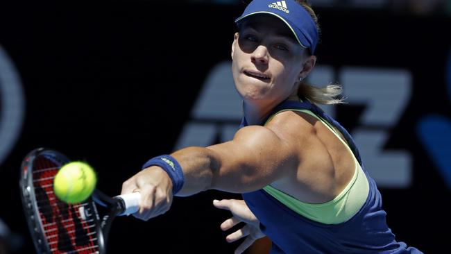 Angelique Kerber reaches for a backhand against Madison Keys. Picture: AP