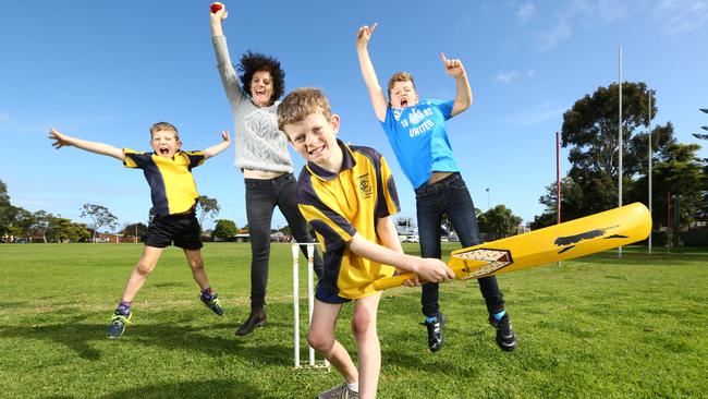 LET’S GET PHYSICAL: Natalie Still with children Duncan, Jamie, and friend Sascha Bament Green, at Glandore Oval. <span id="U613354669178CxG" style="font-family:'Guardian Sans Regular';font-weight:normal;font-style:normal;">Picture: </span>Tait Schmaal.